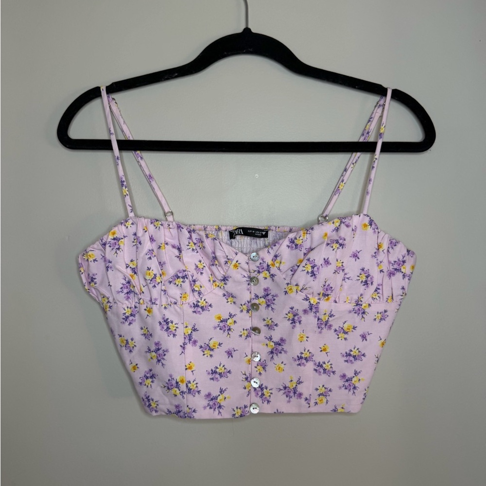 Zara Lavender Floral Crop Top